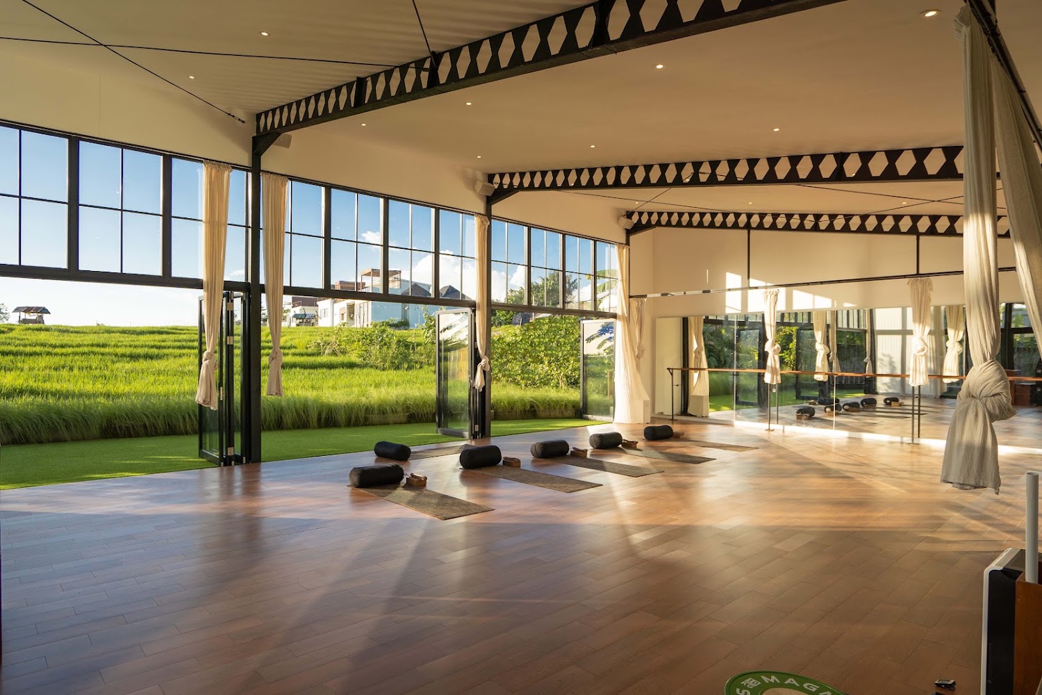 Interior and facilities for the two-story Nirvana Health and Lifestyle Complex in Canggu
